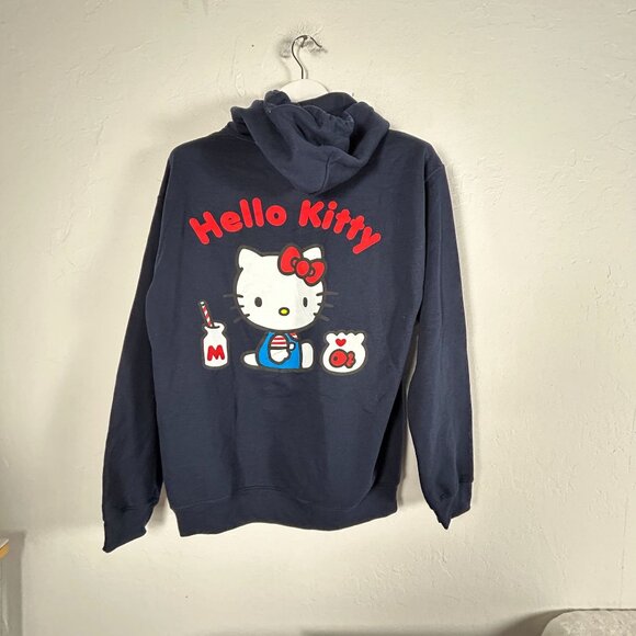 Hello Kitty by Sanrio Womens Blue Hoodie Pullover Sweatshirt Medium Pockets New - Picture 2 of 7